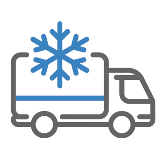Transportation truck icon for cold-storage and cold-chain